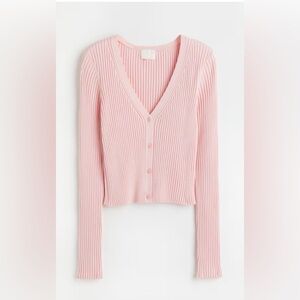 H&M Pink Rib-knit Cardigan